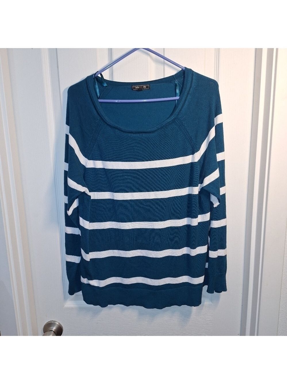 Lefty and Me Teal Striped Sweater